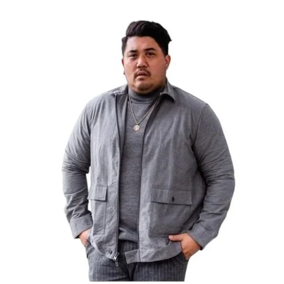 Express 100% Cotton Long Sleeve Full Zip Chore Coat Jacket Gray Men's Size Large - Picture 2 of 12